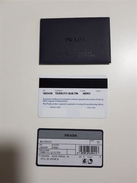 prada original|Prada authenticity certificate card.